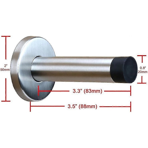 2x Dørstopp Veggmontert Dørstopp Veggmontert Heavy Duty Rustfritt Stål Gummibøffer