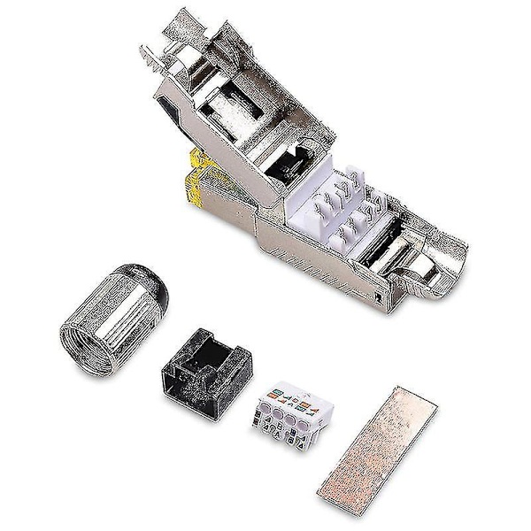 6-pakks verktøyfri skjermet RJ45 Cat 8, Cat8 felttermineringskontakt, Cat8-kontakt, Cat8-plugg