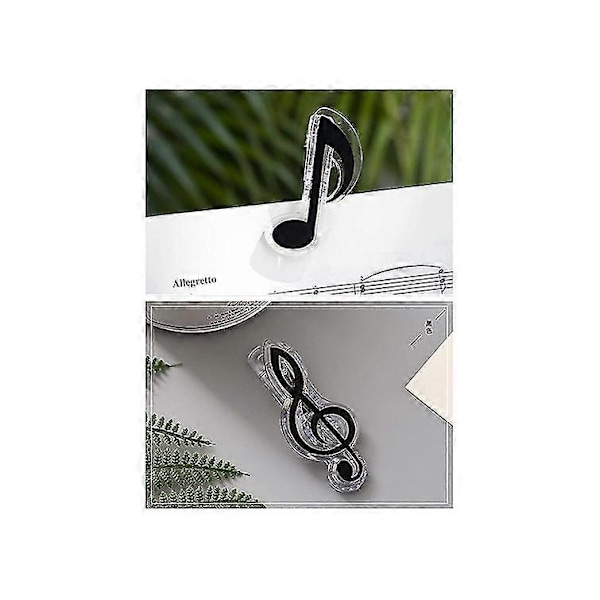 8 stk. Musiknodeclips Musikelsker Papirclips til Hjemmekontor Skoleklassekammerater, Robust Stål Musikbog Sideholder Musikark Clips Bogmærke Station