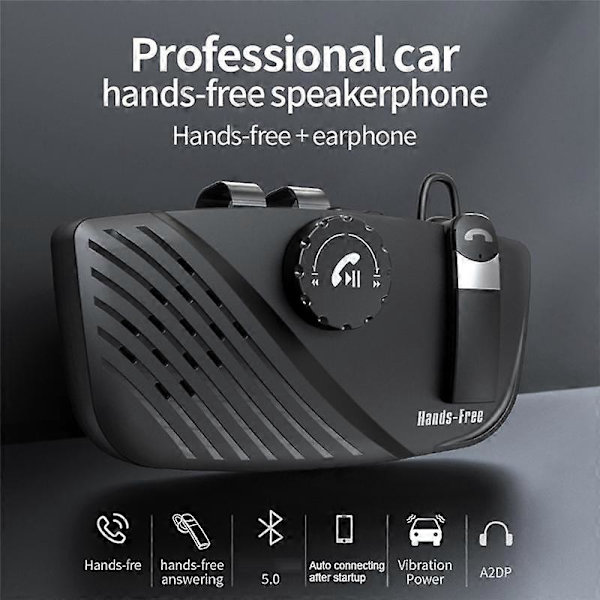 Bil Bluetooth 5.0 Sender Modtager Trådløs Solskærm Håndfri Højttaler Car Kit med Lyd