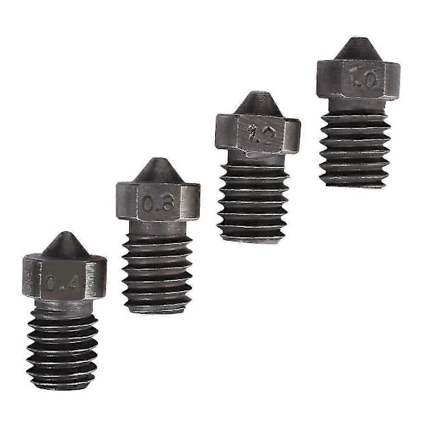 Hårdnade Stålmunstycken V6 Munstycke för 1.75mm V6 Hotend Aero Extruder Prusa I3 Mk3 3D-skrivare 0.6mm 5st