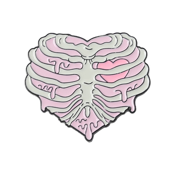 Pink Punk Emblemer 5 stk. Ribbet Skalle Hjerte Klem Hjerte Blomst Broche Lapel Badge Gothic Broche Sjov Smykke Gave Til Venner Hat Tøj Dekoration