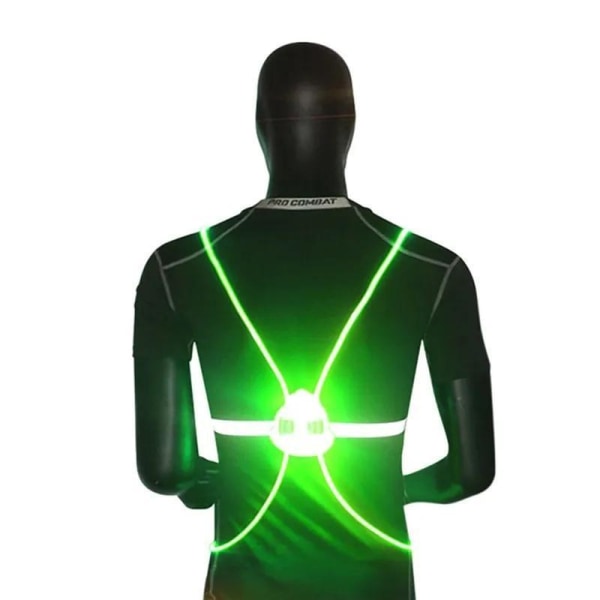 S Reflexväst LED Se till att du syns i mörkret green one size