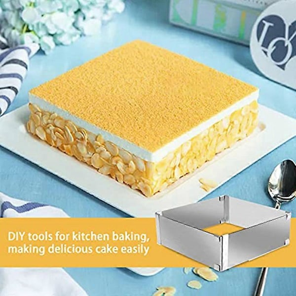 Utökbar Bakplåt, 4-delad Set, Rostfritt Stål Baktillbehör, Kakerings, Justerbar Kvadrat