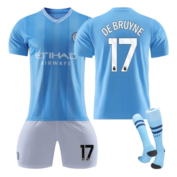 23-24 Manchester City Adult Kids Football Kit De Bruyne #17 XS