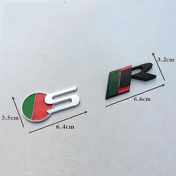 3D Metallkrom Svart Logotyp R S Bokstäver Emblem Bilmärke Bagageutrymmesdekal För Jaguar Xkr Xjl R S Bokstäver Stikcer Tillbehör