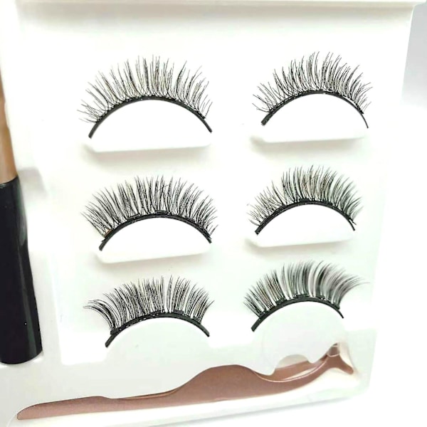 Magnetisk Flytande Eyeliner Set Tre Par med Fem Magnetiska Lösögonfransar 5ml Ögonlim
