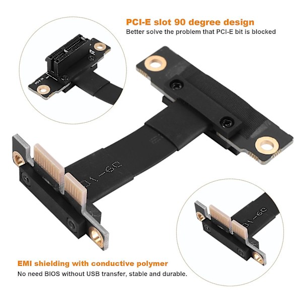 PCIE X1 Nouseva Kaapeli Kaksois-oikea Kulma PCIe 3.0 X1 - X1 Jatkokaapeli 8Gbps PCI 1X Nouseva Kortti - 5C