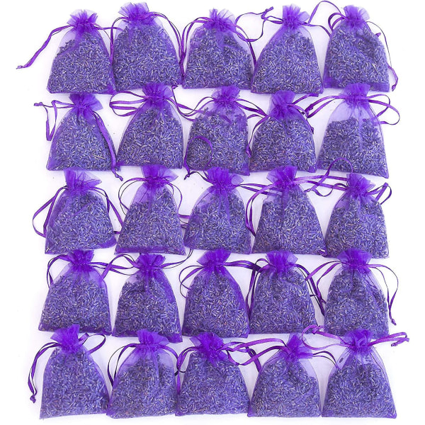 Pose med 25 poser Tørret lavendelblomst Lavendelposer til skuffer og skabe