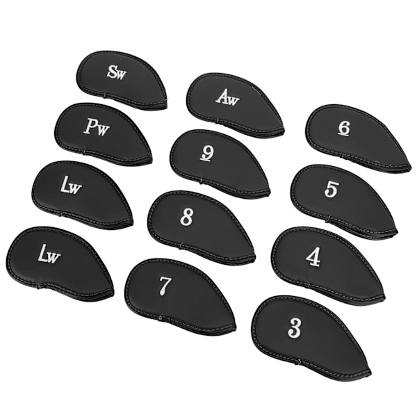 12Pcs Golf Iron Covers Set with Numbers Soft Protective Golf Head Cover Protective Headcover for Court Exercise Black