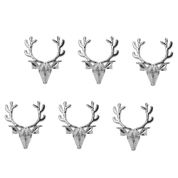 6Pcs Deer Head Napkin Buckle Christmas Deer Napkin Ring Hotel Decoration Cloth Buckle Metal Napkin