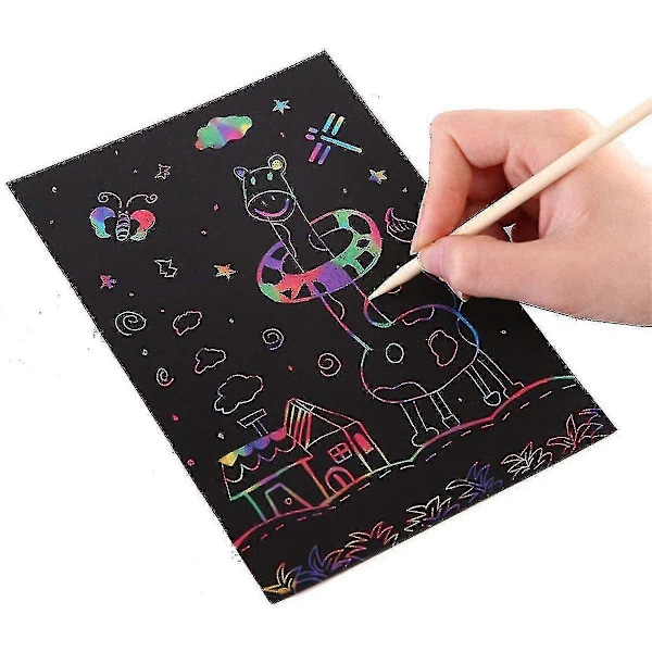 Scratch-papir, 10 stk Regnbue Magic Scratch Art Tilbehør