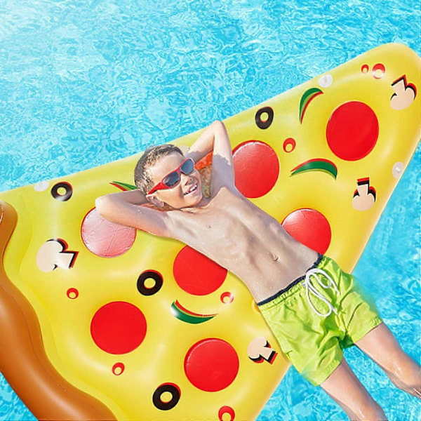 180 cm Uppblåsbar Pool Float Jätte Pizza Badpool Flytande Vatten Flytande Flottar Badpool Flotte med Mugghållare för Sommar Pool Sjö Strand