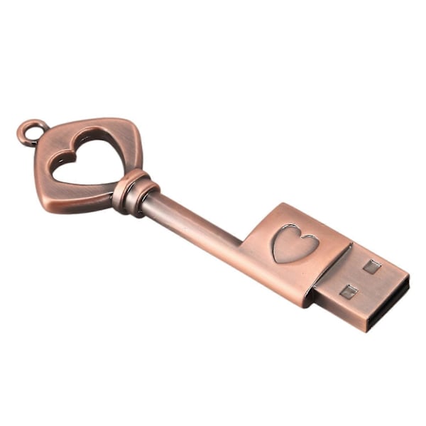 10 kpl USB 2.0 Metal USB-tikku Puhdas Kupari Sydän USB-muistitikku Avaimenperä (kupari, 8 Gt)