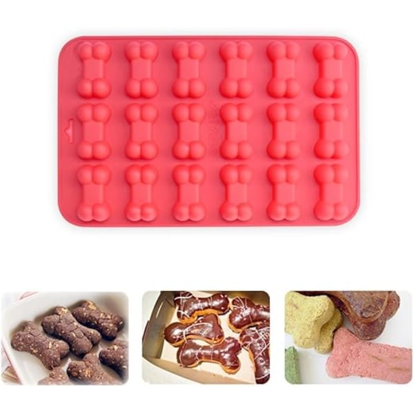 Set med 4 tarttumaton silikonformar för choklad, godis, gelé, isbitar, hundgodis, hundtassar ja benformar