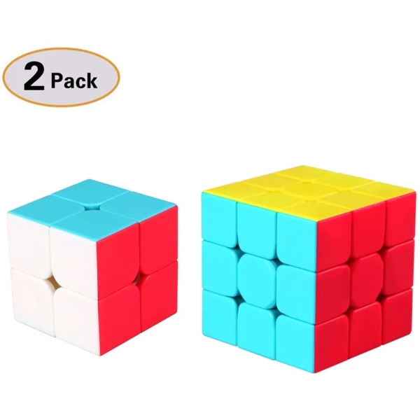 2 stk Rubiks kube 3x3|2x2 uten klistremerker, kubeleker for barn
