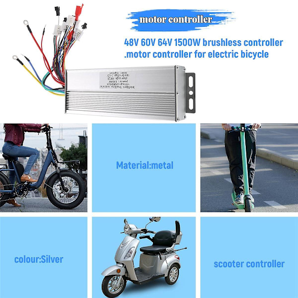 48V 60V 64V 1500W borstlös styrenhet/e-cykelstyrenhet/BLDC-motorstyrenhet för elcykel/scooter