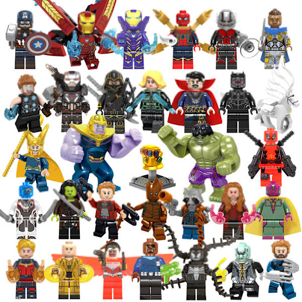 32-delt sett med superhelt-minifigurer, minifigurer for barn, fargerike gaver