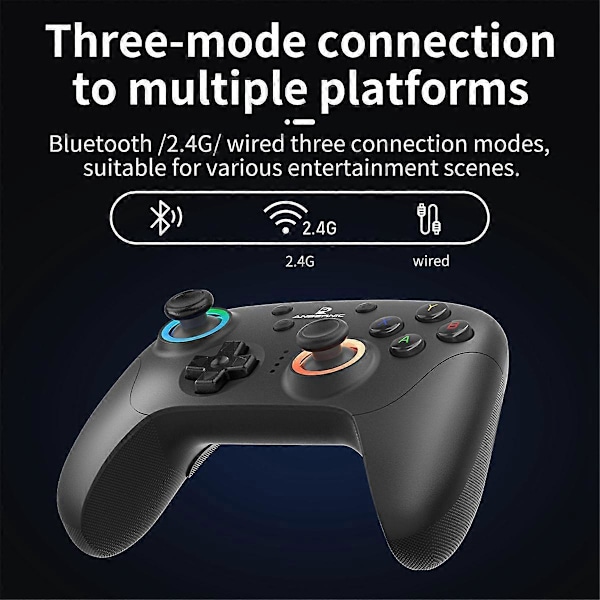 RGP01 Gamepad Trådlös Bluetooth Spelkontroll RGB Hall Effect Joystick för PC Android IOS Steam