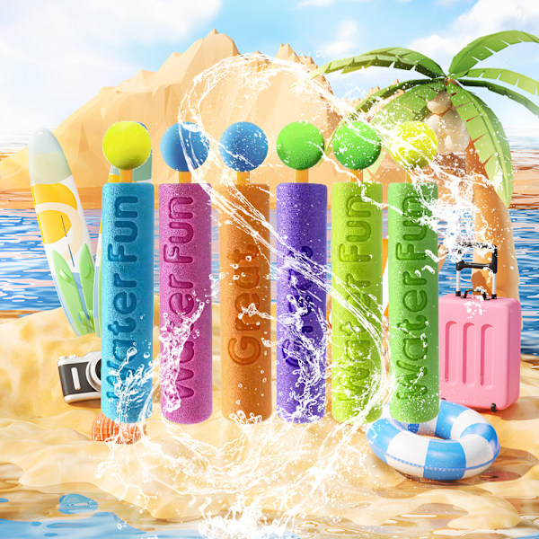 Sommar strand vatten cylinder leksak rak skum utdragbar högtrycksleksak - 6 st