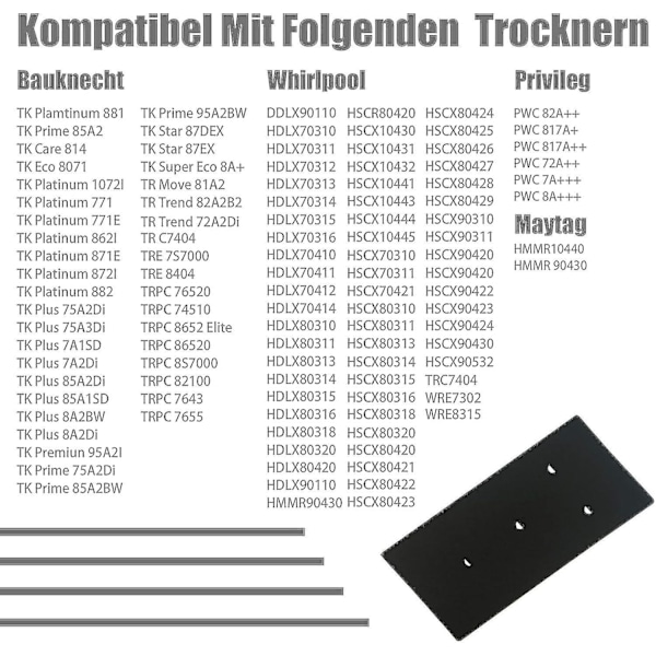 4 kpl suodattimia Bauknecht, Privileg, Whirlpool -lämpöpumppukuivureille - Sienen suodattimet