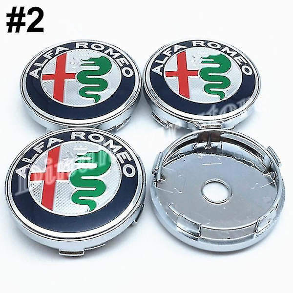 4 stk. 60mm Alfa Romeo Logo Deksel for Hjulnav for Alfa Romeo 4c 8c 147 155 156 159 166 Giulietta Stelvio Spider Gt osv.