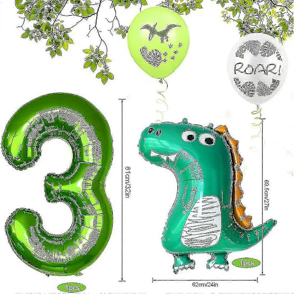 Ilmapallo Synttärit, 3 Vuotiaan Synttärikoristeet, Ilmapallo 3 Synttärit, Synttärikoristeet Poika 3 Dinosaurukset, Dino Ilmapallo 3 Synttärit, 3 Synttäri Koristeet, dinosaurus