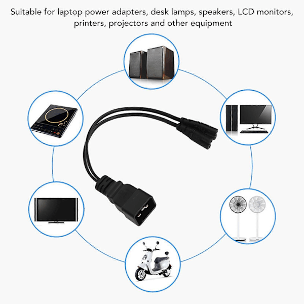 Dobbelt IEC320 C7 til C20 Kabel Universal Y Strømsdeler Kabel til Bordlampe LCD Skærm Digitalkamera 12,6 tommer