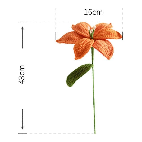 Håndstrikket Lily Mors Dags Gave Tulipan Rose Hæklede Blomster Kunstig Blomsterbuket Hjemmelavet Skrivebordsindretning Gave