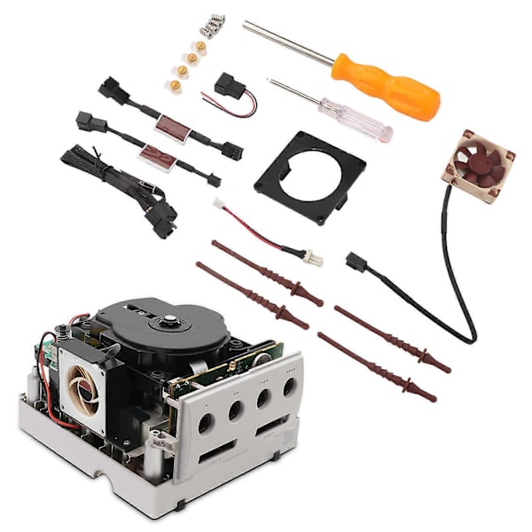 Fläkt 3D-utskriftsfäste Kit Effektiv Värmeavledning Spelkonsol Kylfläktfäste Kit för Gamecube Noctua Svart