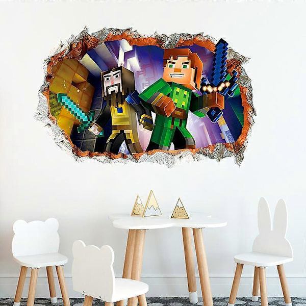 3 stycken Minecraft väggdekaler 3D Smash väggdekaler avtagbara vägg