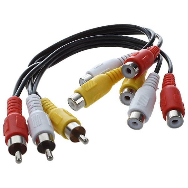 Ny 3 RCA hannkontakt til 6 RCA hunnkontakt splitter lyd video AV adapterkabel