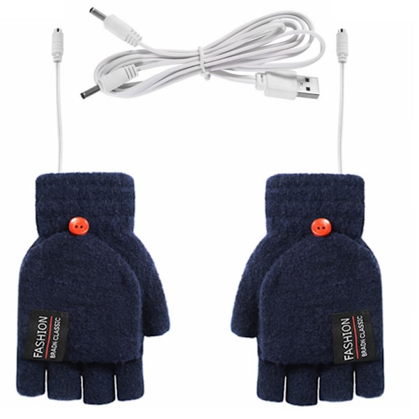 USB-laddningsbara elektriska värmehandskar vinter bärbara varma handskar unisex varm tid mer än 15 timmar Navy XL