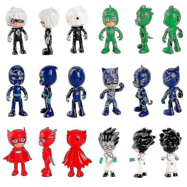 6-Delars Set Pyjamashjältarna Kattpojken Kappa Actionfigur Leksak Present Barn