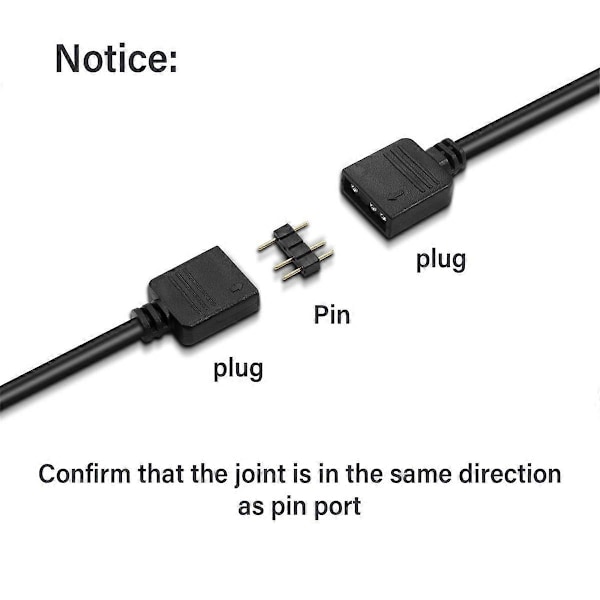 4 stk. RGB Forlengelseskabel 5V 3-Pin til SM 3Pin Hunn ARGB Kobling Adresserbar Adapterkabel for RGB Vifte, PC LED Stripe