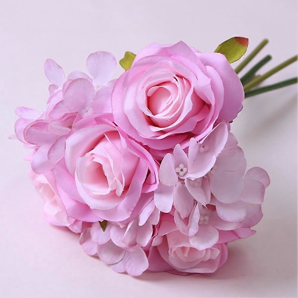 Kunstig Roseblomst Simulering Blomstbukett For Hjemmedekorasjon (Lilla)