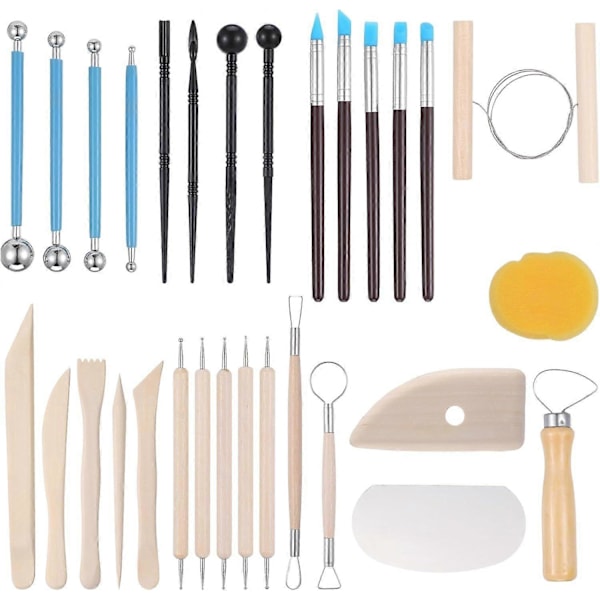 Ler Værktøj 43 STK Keramik Værktøj Ler Skulptur Værktøj Polymer Ler Værktøjssæt Keramisk Værktøj til DIY Håndværk Modellering Ler Udskæring Værktøjssæt