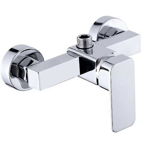 Modern väggmonterad duschblandare i krom med duschmixer för kallt och varmt vatten
