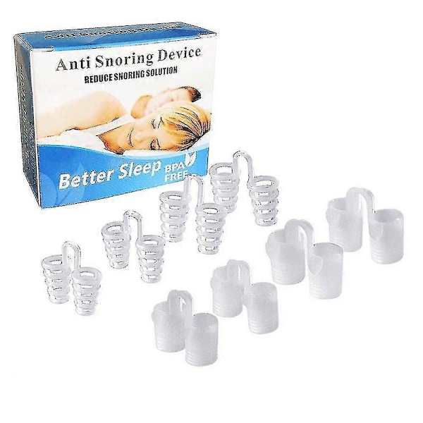 8-pack Silikon Näsväggsklämmor Anti-Snarkklämmor Näsvidgare Andningshjälpmedel för Sömn