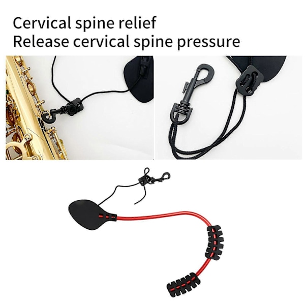 Saxofon Halsrem Holder Justerbar Længde Reducer Tryk Universal Sax Halssele med Metal Kroge til Alto Sax
