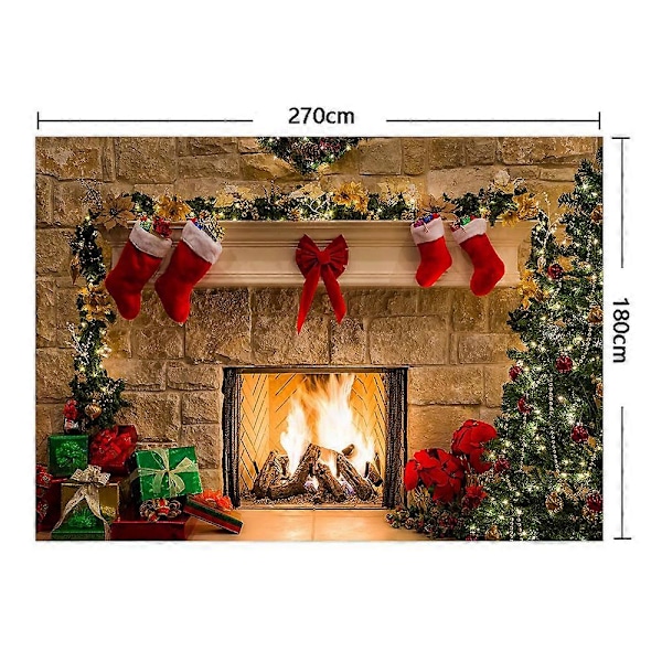 Julepejs Fotobaggrund Juletræer Strømper Gaveæsker Baggrund til Glad Jul Fest Dekoration Tilbehør (3,0 x 2,4 m)