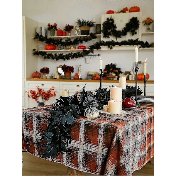 6 stk. Sort Garland, 200cm Halloween Garland Kunstig Ahornblad Efterårs Garland Hængende Efterårs Vinstokke Borddekorationer