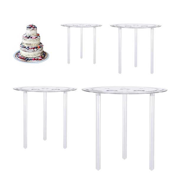 Multi-Layer Cake Supports Set with 12 Pieces Cake Dowels Rods for Tiered Cake, 4 Tier Cake Separator Plates