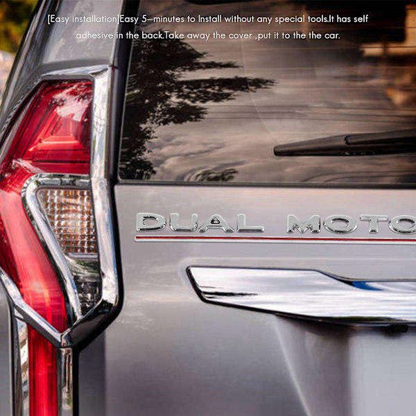3D Dual Motor -tarrat, auton takaluukun merkki, tarra Tesla Model 3 2017-2020, Decora