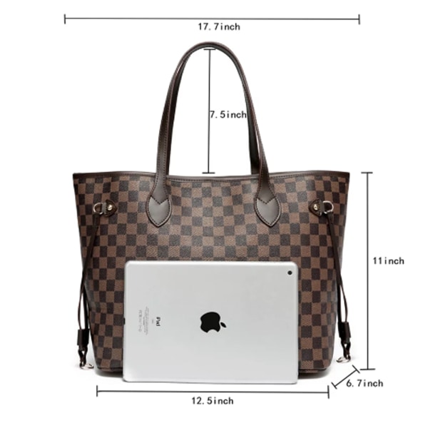 Mode Damer axelväska med stor kapacitet Top Handväska Brun väska+liten väska