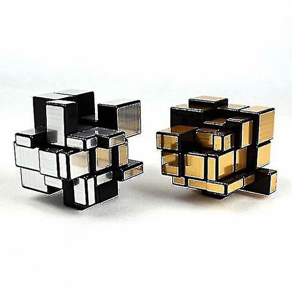 2 Pakke 3x3x3 Firkant Speil Speed Cube Puslespill Gull Sølv