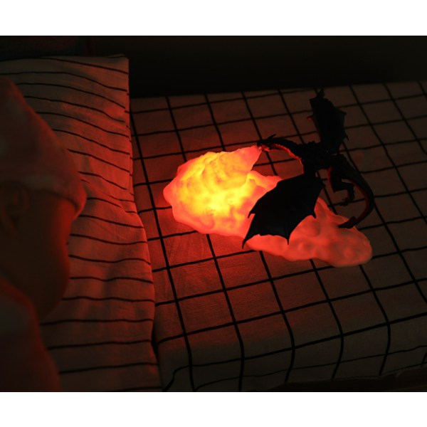 3D-tryckt eld drake nattlampa, kreativa LED nattlampa prydnader Ice Dragon