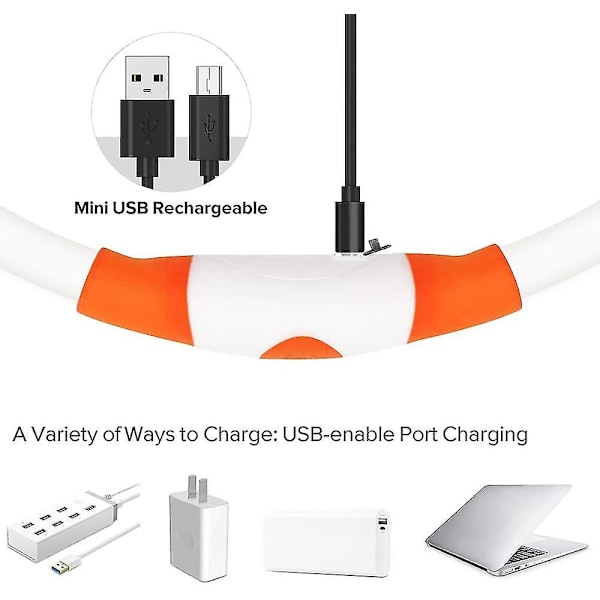 Usb-Latautuva Led-Kaulakoru Valoisa Turvallisuusranneke Hohtava Kaulakoru Hohtaa Pimeässä Superkirkas