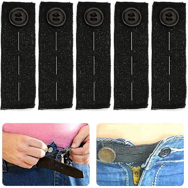 5 stk Justerbare Elastiske Midjeforlengere Midjebånd Knapper Forlenger For Lmell Jeans Bukser Bukser Gave