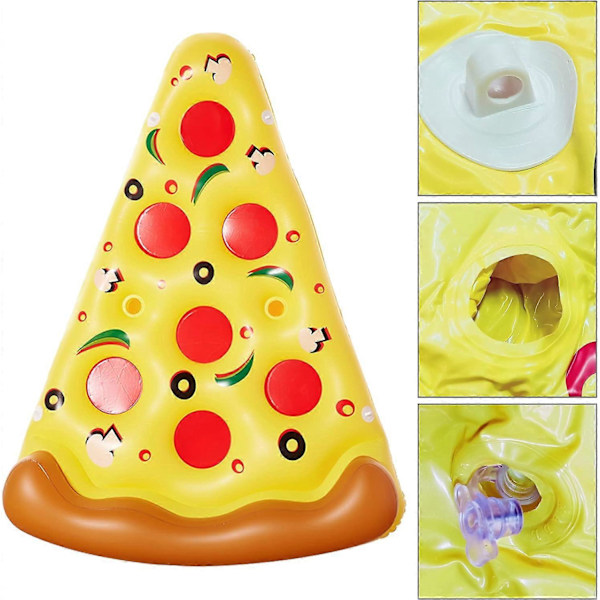 180 cm Uppblåsbar Pool Float Jätte Pizza Badpool Flytande Vatten Flytande Flottar Badpool Flotte med Mugghållare för Sommar Pool Sjö Strand
